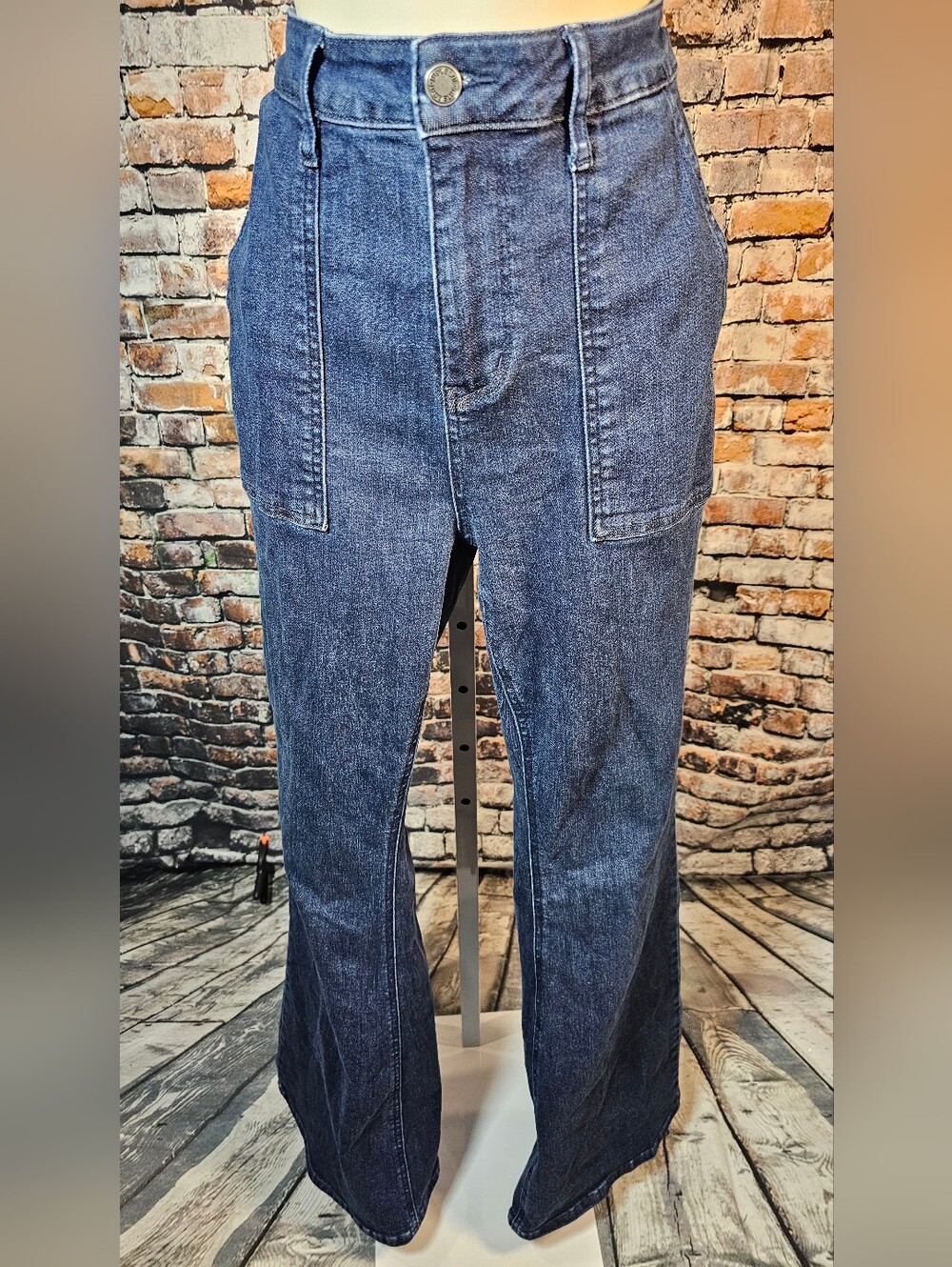 Judy Blue Flare Fit Jeans Size 9/29 Dark Wash High Rise Front Patch Pocket Flare